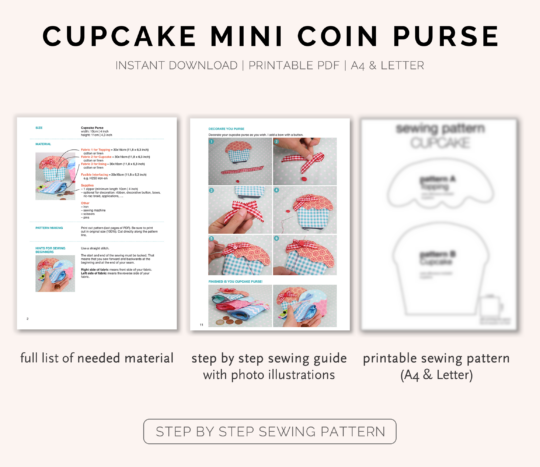 Cupcake Mini Coin Purse Easy Sewing Pattern Pouch Tutorial For Beginner