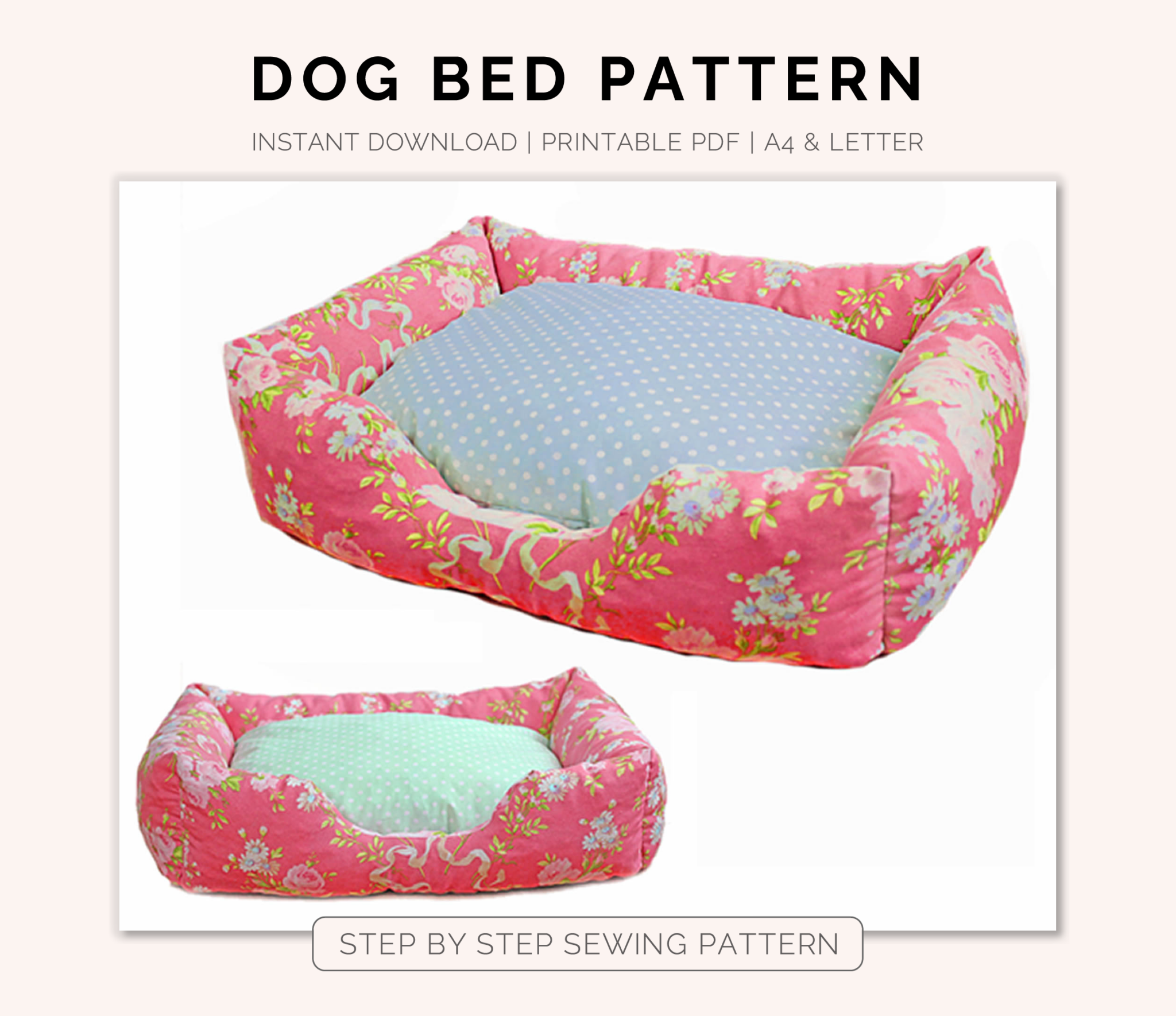 Dog Bed Sewing Pattern (with zipper & washable) small large PDF huge ...